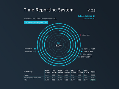 Time Report System dashboard timer ui
