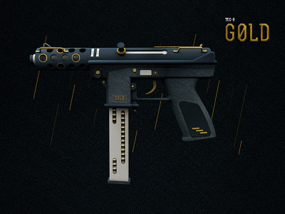 CS: GO Weapon Tec-9 3d csgo design fabric gold gun stitch stitches tec weapon