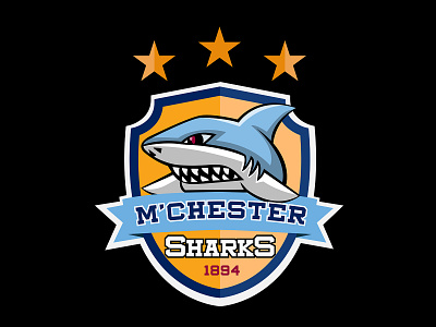 Manchester City Sharks art design flat graphic design illustration illustrator logo minimal photoshop vector