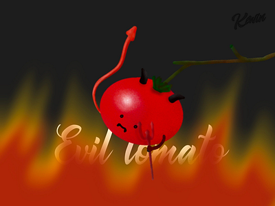 Evil tomato drawing fire illustration procreate tomato tomato drawing