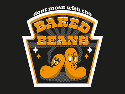 Beans baked baked beans beans comic illustration shirt design two color two tone
