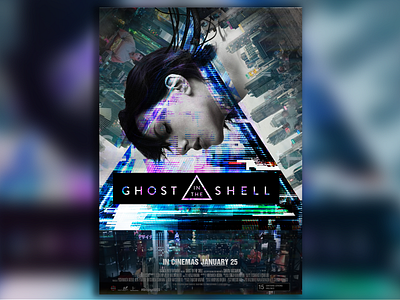 Ghost In The Shell Movie Poster colourful design film film poster ghost ghost in the shell glitch glitchart movie movie poster poster poster art poster design robot scarlett johansson sci fi science scifi shell technology