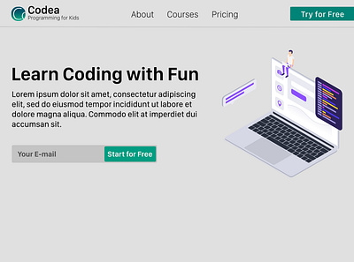 Programming for Kids codeart design kids landingpage programming ui ux