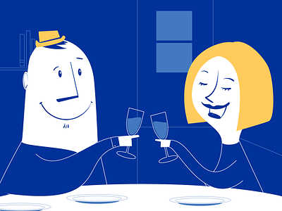 Family Dinner animation colours illustration