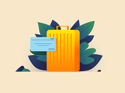 Suitcase shop flat green illustraion interface leaves llustrator shop suitcase yellow