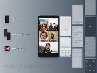 Video Conferencing 🤳🏻 - freebie wireframe kit