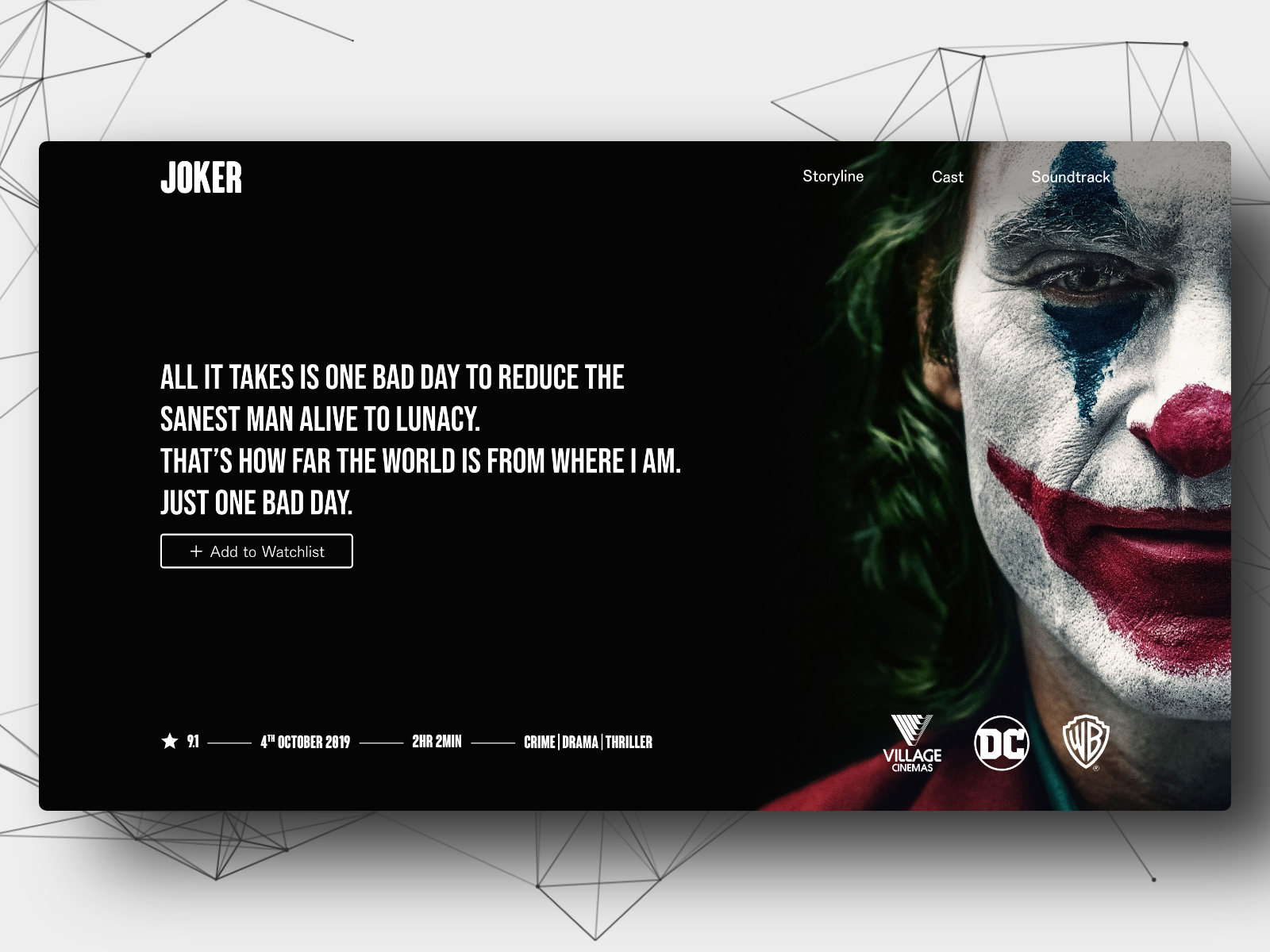 Joker 19 Fan Website By qil Jamal On Dribbble