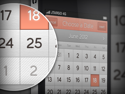 Choose a Date calendar ios retina salmon