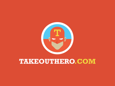 Takeouthero.com Identity awesome delivery design good logo restaurant superhero vintage