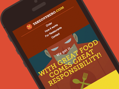 Takeouthero.com Mobile delivery design food graphic media mobile online responsive restaurant web website