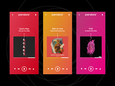 Pandora Music Player - Daily UI colorful daily ui music pandora player