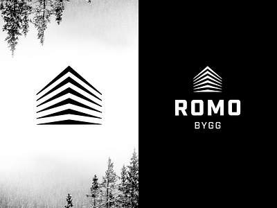 Romo Bygg Logo black white branding carpenter construction logo logodesign