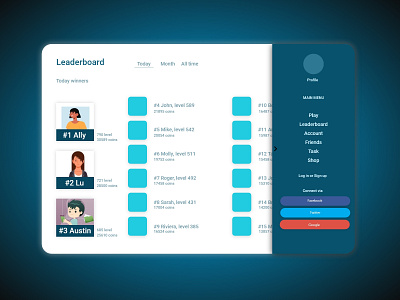 Leaderboard 2d design adobe xd dailyui design game leaderboard ui ux vector