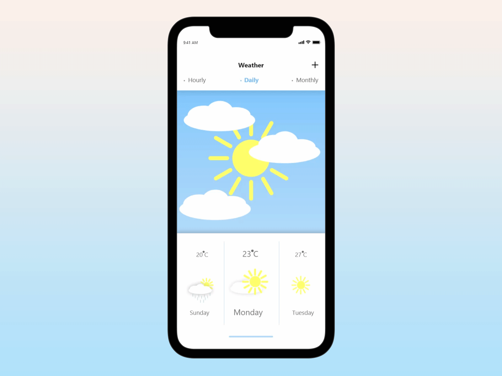 Weather 2d design adobe xd daily 100 challenge daily ui dailyui design mobile app mobile ui ui ux vector weather weather app