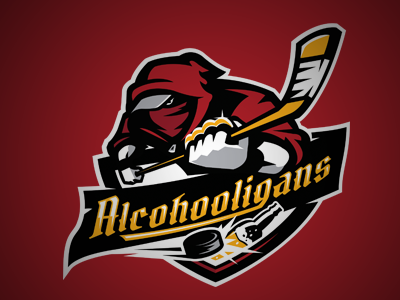 Alcohooligans alcohooligans beer brand hockey hooligan identity league logo slavo kiss sports thug