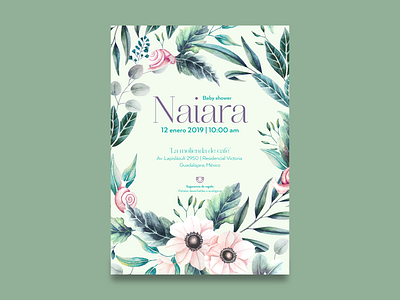 Naiara Invitation anemone babyshower floral floralprint illustration invitation card invitation design invitation set painting snail watercolor