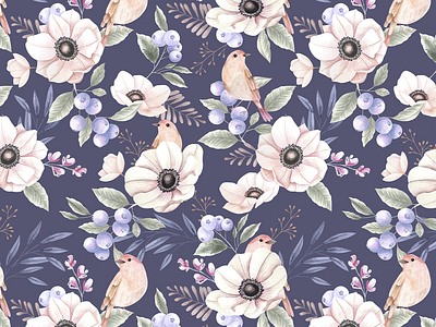 Berry Field Pattern | Blue