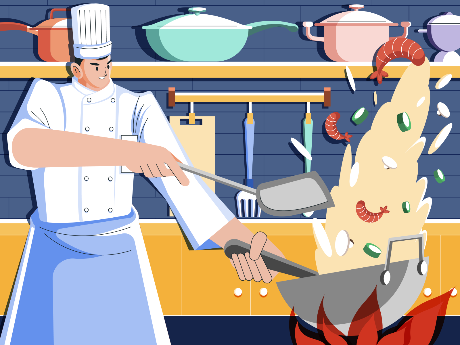 Chinese Cuisine 2d character chef chinese cuisine chinese food color cook design digital digital art food food illustration fried rice illustration illustration art illustrator restaurant vector