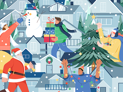 Happy Holiday character christmas christmas tree design digital digitalart flat illustration gift holiday illustraion illustration illustrator merrychristmas newyear santa snow vector vectorart winter xmas