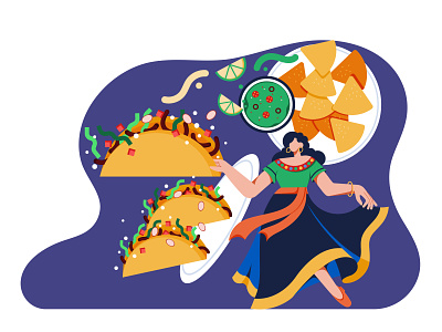 Food Illustration - Mexican character color design digital food food illustration illustration illustrator mexicanfood taco tortilla chips vector