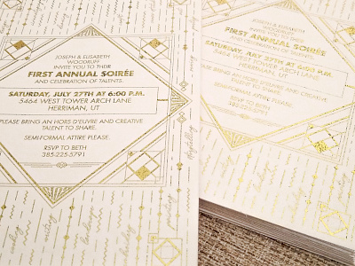 Gold Foiled Invitations art deco design foil gold foil invitation party soiree