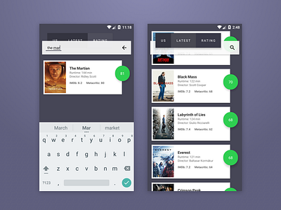 Android Movies App Design android app material movies ui ux