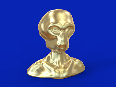 Alien V2 3d 3d print alien bust character gold head model