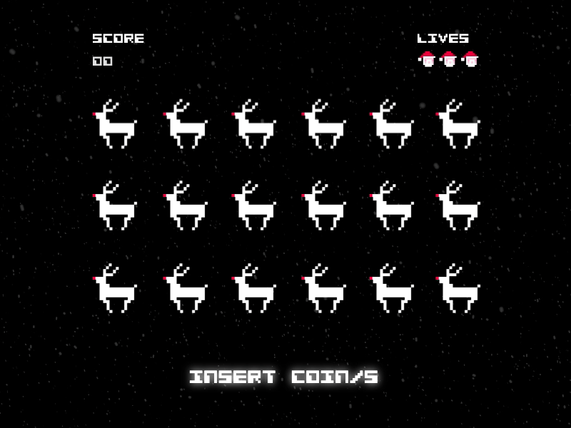 Ready for the game animation christmas game holidays reindeer retro santa space invaders xmas