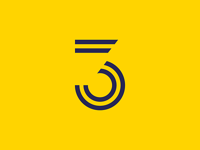 3 3 abstract bespoke blue celebrate graphic designer illustration milestone number three work yellow