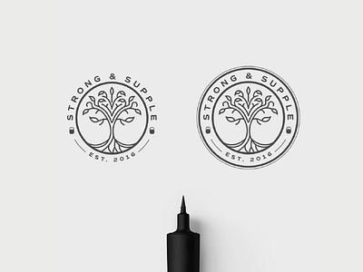 Strong & Supple logo design brand custom fitness illustration logo mark strength supple tree