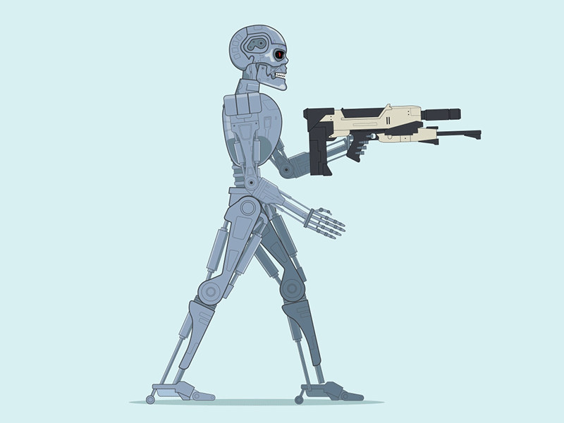 T-800 Walk Cycle aftereffects animation characterdesign gun illustrator machine motiondesign movie rigging t 800 terminator walkcycle