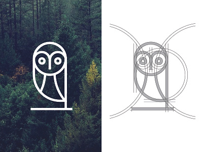 Owl animal concept line logo minimalist nature owl simple tree