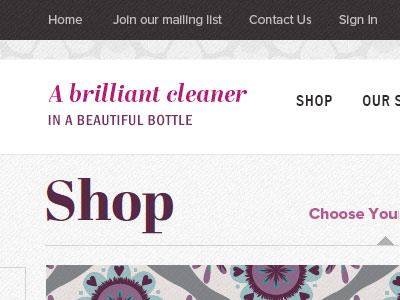 Shop clean ecommerce pink texture type web design