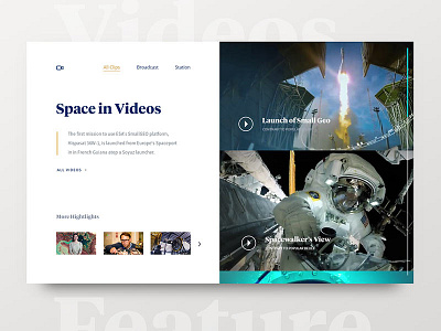 ESA Video Module app design clean layout module space ui ui design user interface video web design website