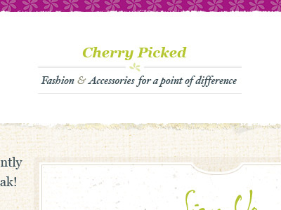 Cherry Picked tagline ampersand clean hoefler text texture