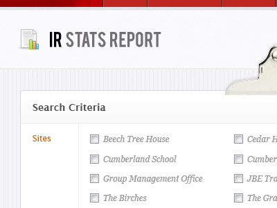 IR Stats Report UI clean gray icon interface ui