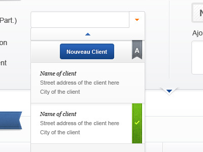 Client Selection app blue clean grey interface ui