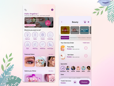 Salon & Beauty Services Mobile App design app design graphic design ui ux