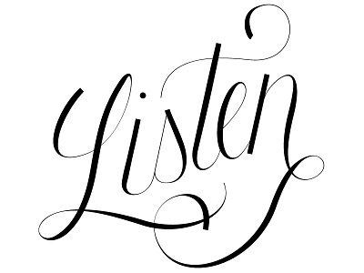 Listen vector cursive hand lettering lettering vector