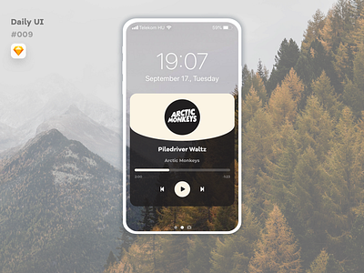 Music player - Daily UI 009 arctic monkeys autumn dailyui dailyui009 dailyuichallenge lock screen mobile design mountains music music player music player ui ui