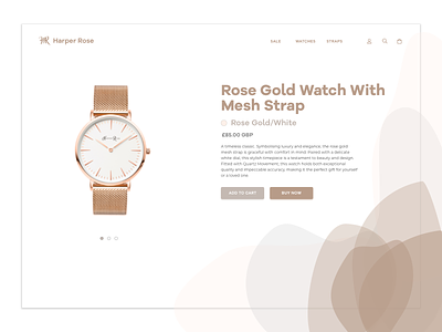 Webshop - Daily UI 012 dailyui dailyui012 dailyuichallenge landing page pastels product page redesign rose gold single product ui watch webshop