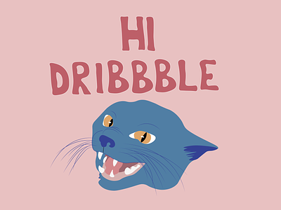 Hi Dribbble! angry animal animal illustration cat cats design hi dribbble illustration illustrator logo pink