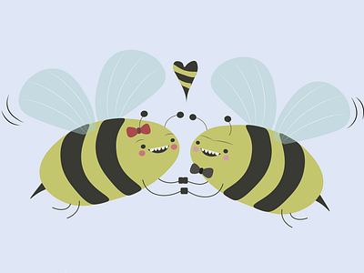 Be(e) in love animal animal illustration bee bees colour cute design flying illustration love wings yellow