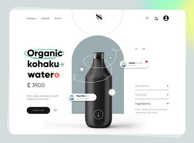 Organic water bottle product page UI branding design mockup design product design product designer product page ui ux webdesign