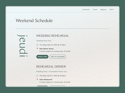 Wedding Website Schedule