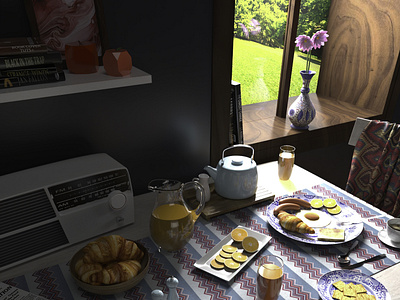 3D Breakfast Scene