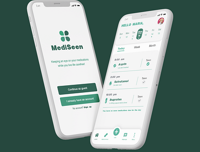 MediSeen - Medication Tracker UI branding graphic design logo mobile app mockup typography ui ux ux design visualization