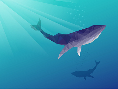 The Song of the Whale artist bubbles design illustrator low low poly low poly lowpoly lowpoly3d lowpolyart ocean ocean life shadow sunrays underwater vector vector illustration whale whales