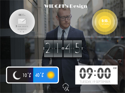 Clock/ Weather Widget Design art colour day design gradient night time vector widgets