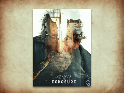 Double Exposure Design in Photoshop art design end loneliness old man photoshop poster street fighter strugle time